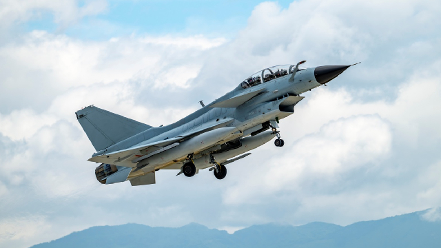 J-10 fighter jet takes off for day-and-night flight training